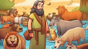 Noé e os Animais da Arca para imprimir e colorir